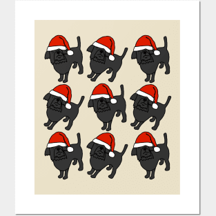 Nine Cute Christmas Santa Dogs Posters and Art